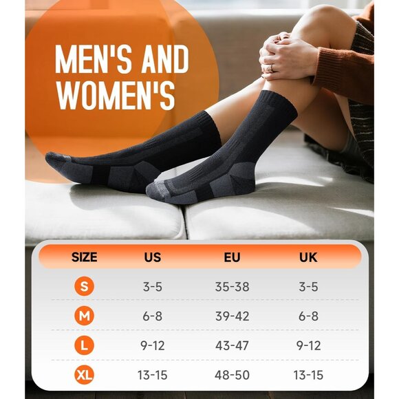 Merino Wool Warm Socks for Men Women, 3 Pairs Winter Thermal Moisture Wicking Bo - Picture 7 of 7